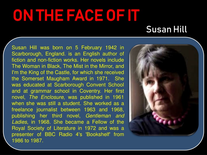 Susan Hill's Play 'On the Face of It'