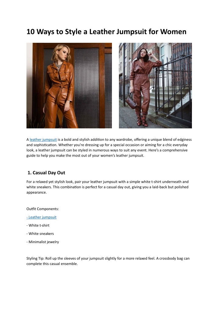 10 ways to style a leather jumpsuit for women n.w