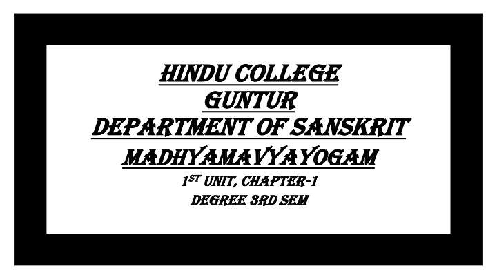 Introduction to the Sanskrit Drama 