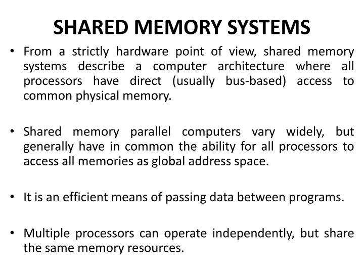 Shared Memory Systems in Computer Architecture