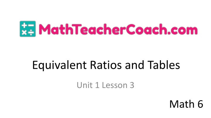 Equivalent Ratios and Tables in Math