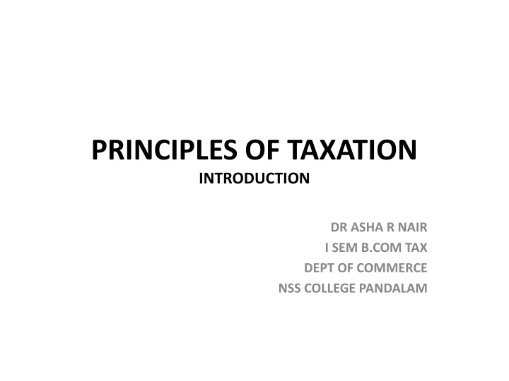 Principles of Taxation
