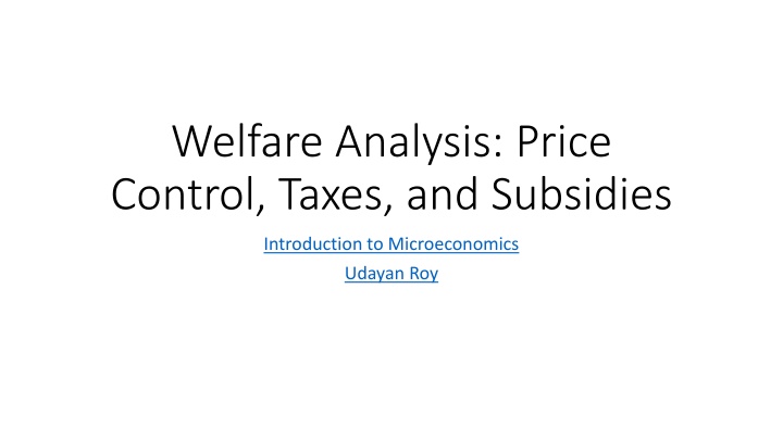 Welfare Analysis in Microeconomics