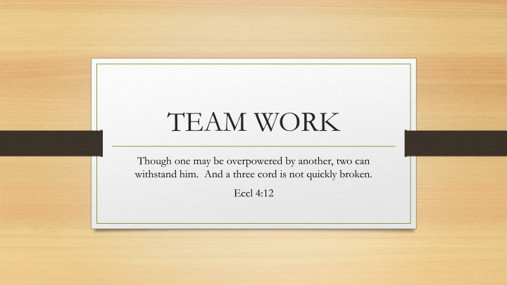 Insights on Teamwork and Team Ministry