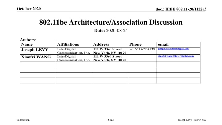 Discussion on IEEE 802.11be MLD Architecture Alignment