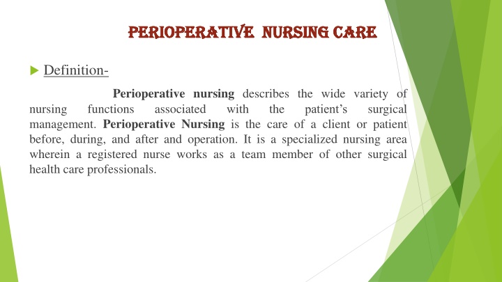 Essential Aspects of Perioperative Nursing Care