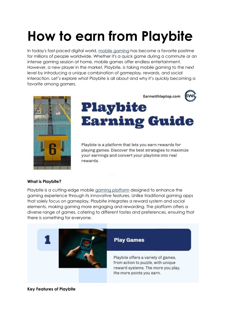 how to earn from playbite n.w