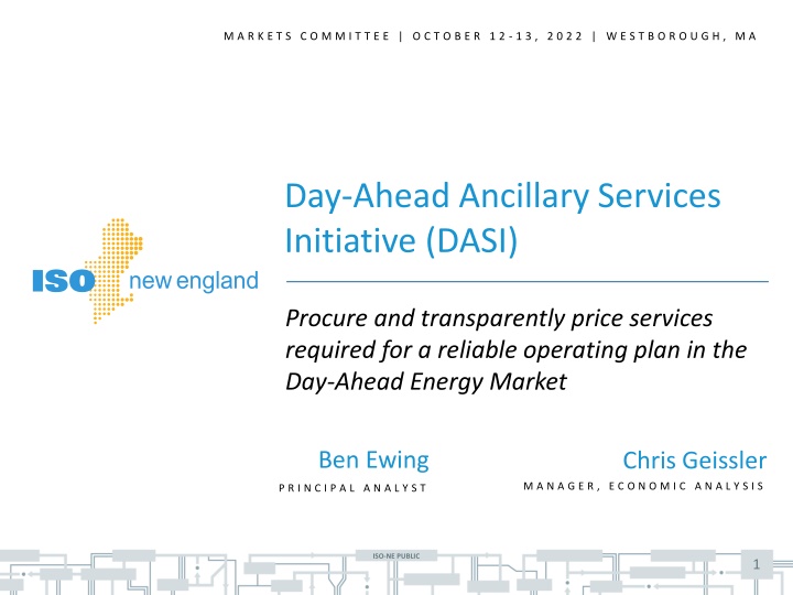 Day-Ahead Ancillary Services Initiative Overview