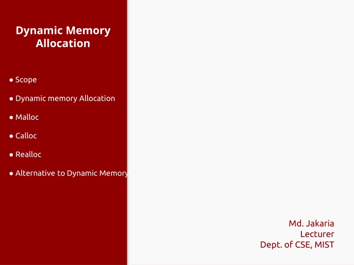 Dynamic Memory Allocation and Variable Scope in Programming