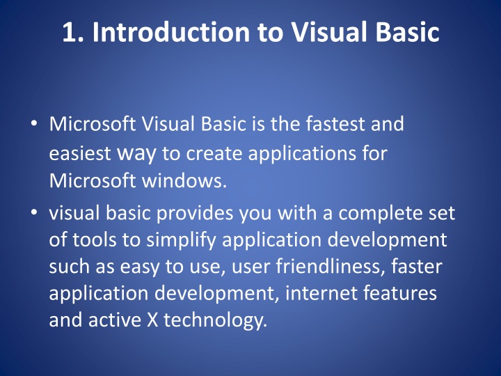 Introduction to Visual Basic for Windows Application Development