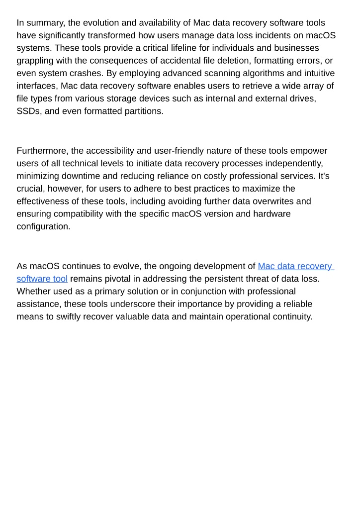 in summary the evolution and availability n.w