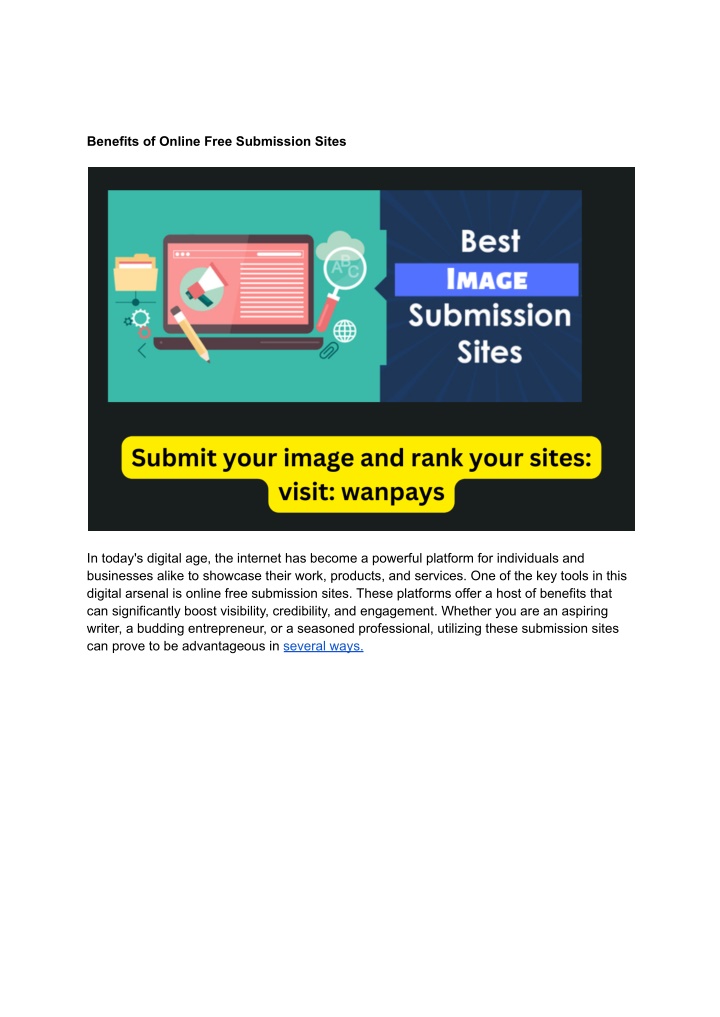 benefits of online free submission sites n.w
