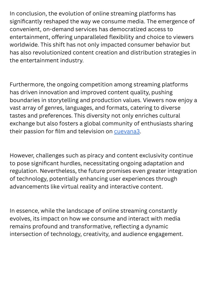 in conclusion the evolution of online streaming n.w
