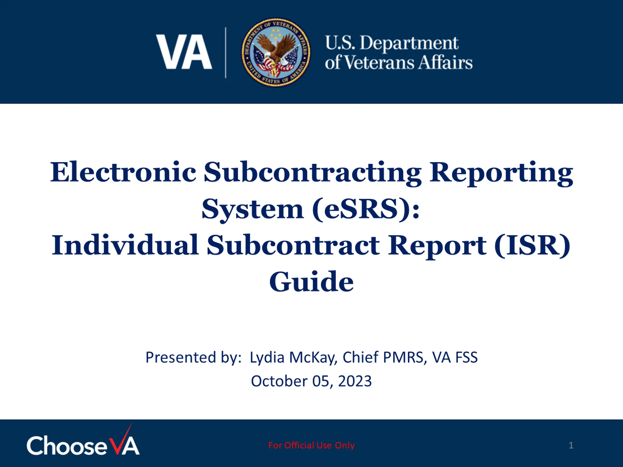 Electronic Subcontracting Reporting System (eSRS) Guide