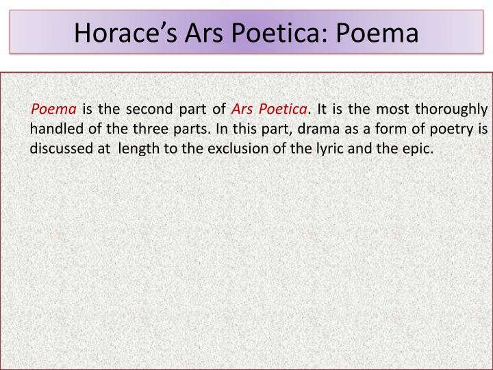 Insights from Horace's Ars Poetica: Poema