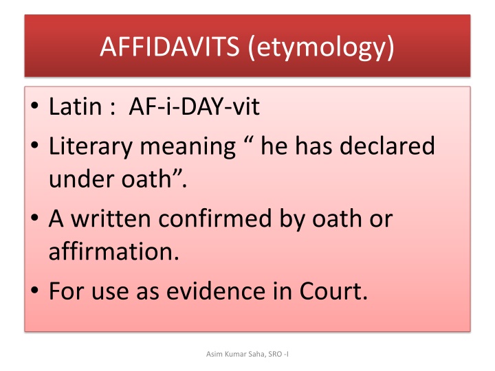 Affidavits in Indian Law