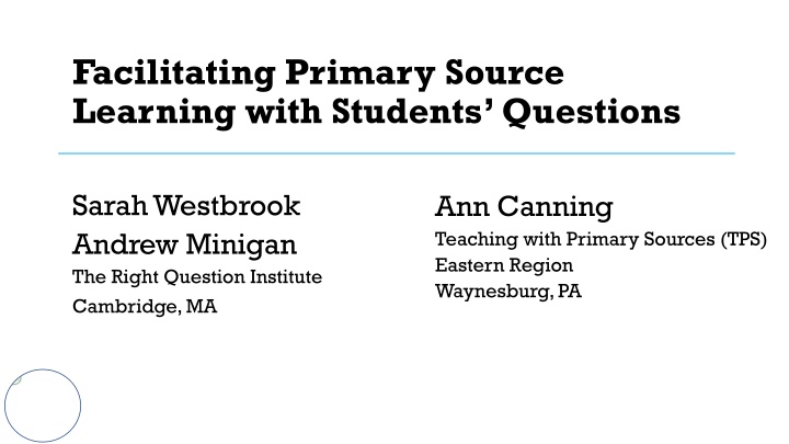 Primary Source Learning Strategies