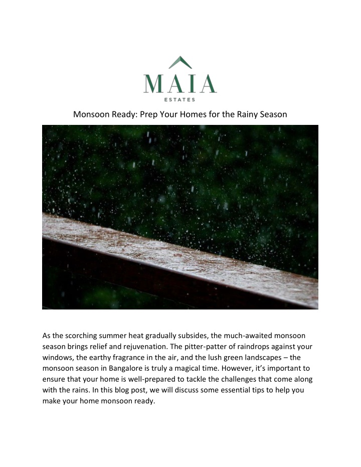 monsoon ready prep your homes for the rainy season n.w