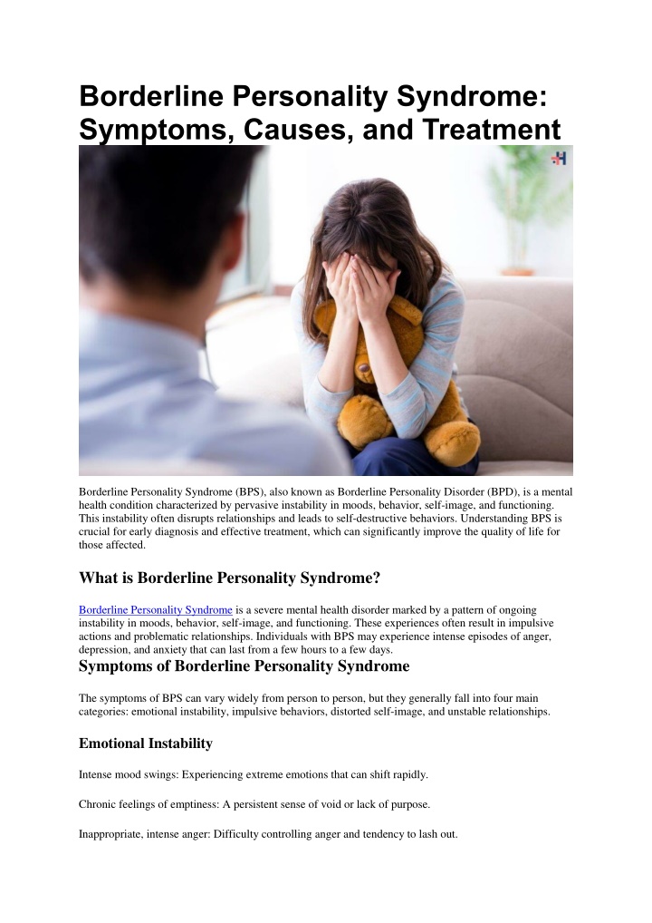 borderline personality syndrome symptoms causes n.w