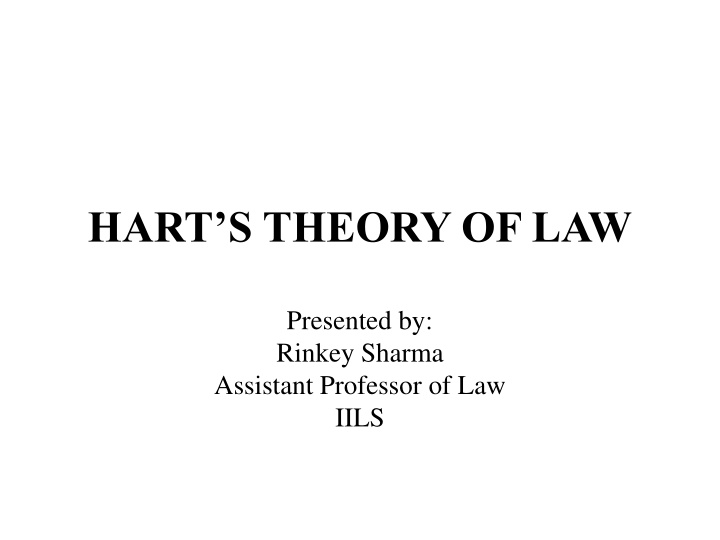 H.L.A. Hart's Theory of Law: An Overview