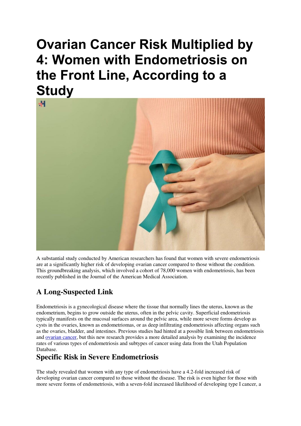 ovarian cancer risk multiplied by 4 women with l.w