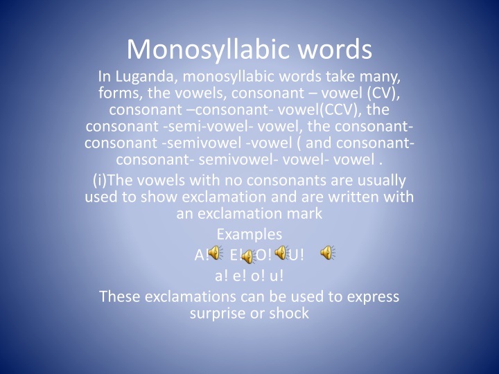 Monosyllabic Words in Luganda