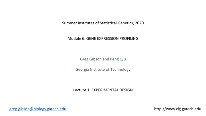 Gene Expression Profiling in Statistical Genetics Summer Institute 2020