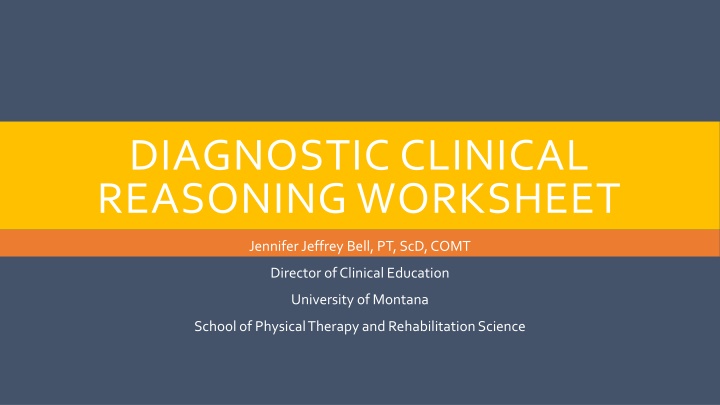 Clinical Reasoning Worksheet for Differential Diagnoses