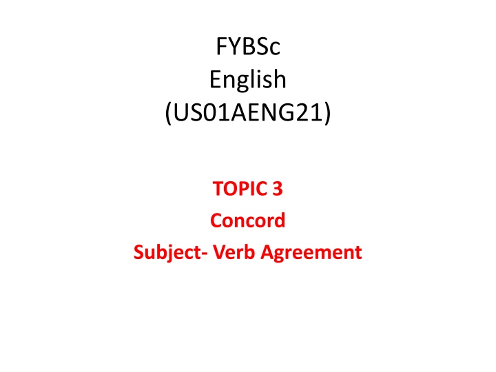 Subject-Verb Agreement in English Sentences