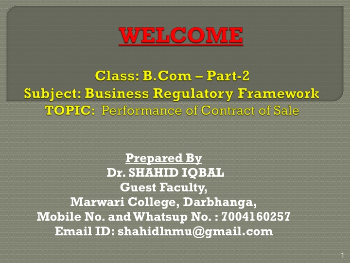 Delivery of Goods in Sale Contracts