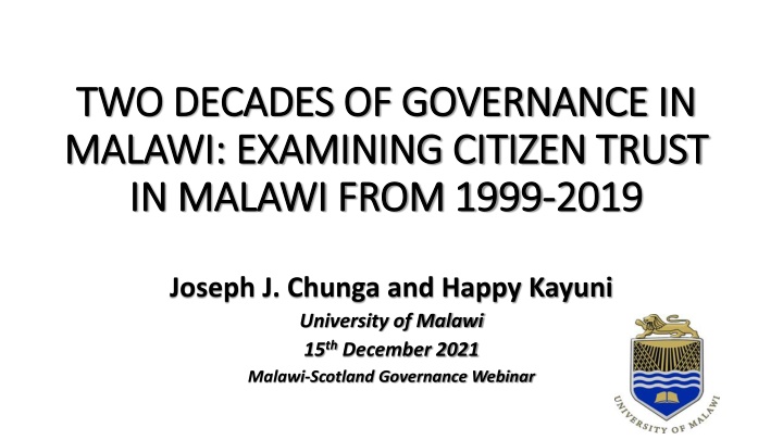 Examining Citizen Trust in Malawian Governance Over Two Decades (1999-2019)