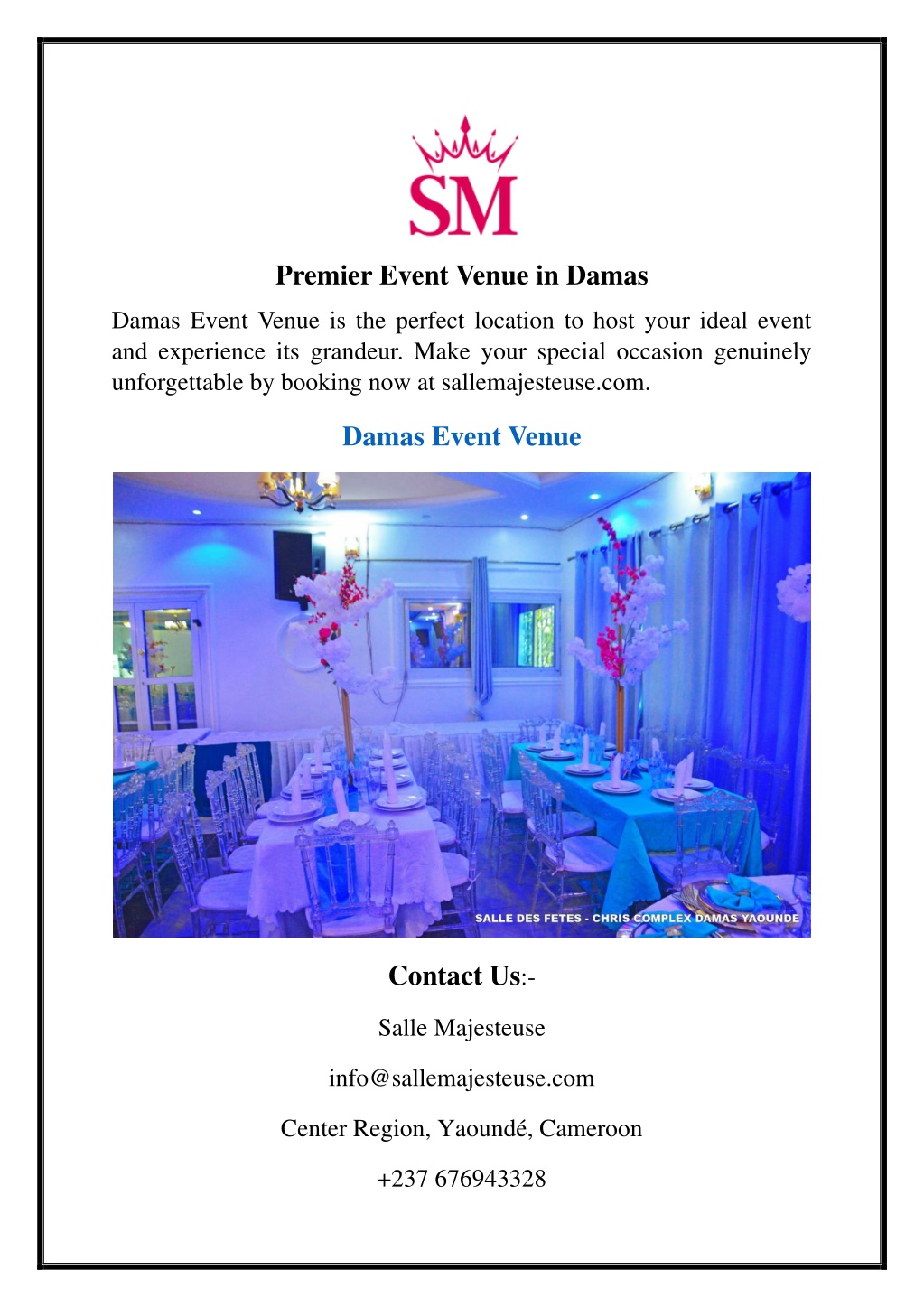 premier event venue in damas l.w