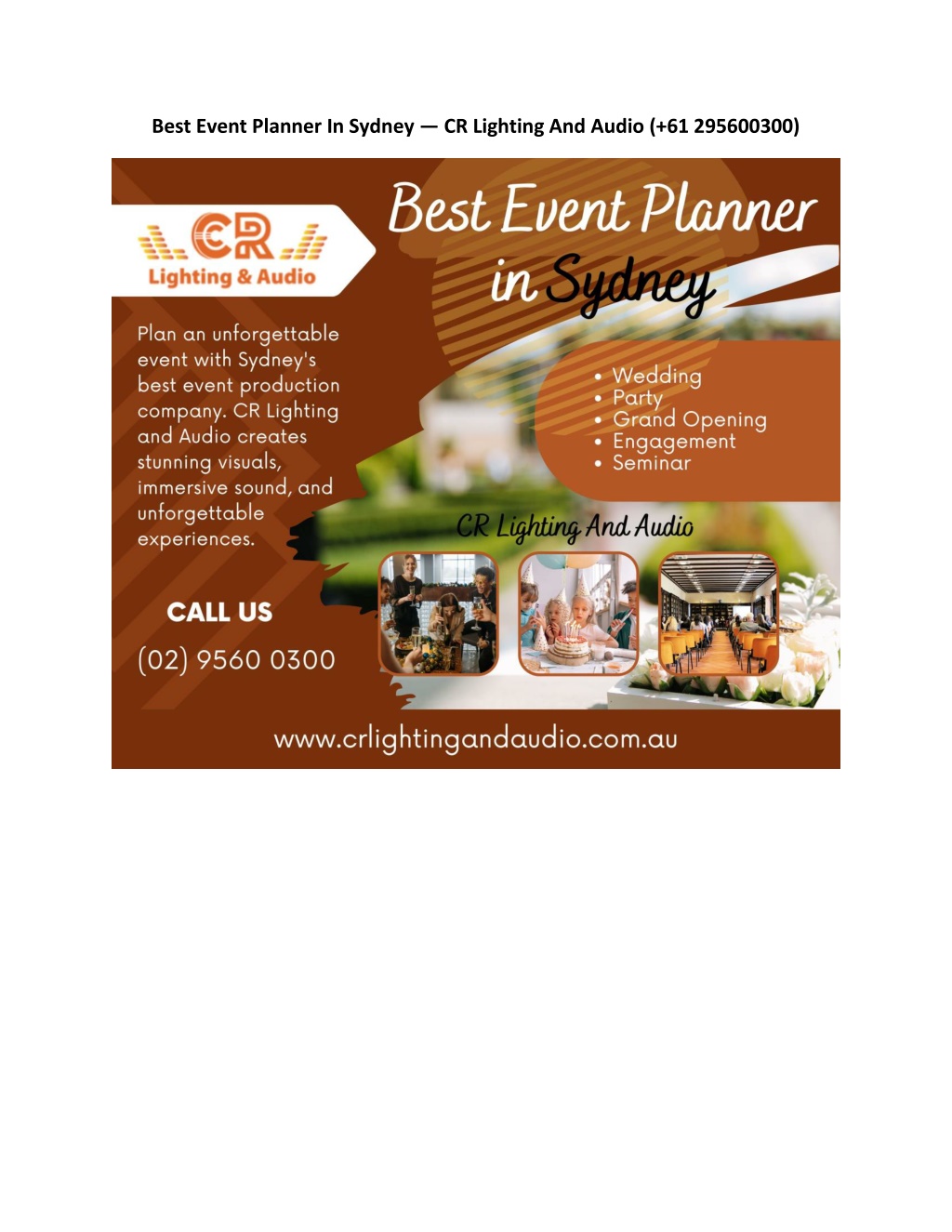 best event planner in sydney cr lighting l.w