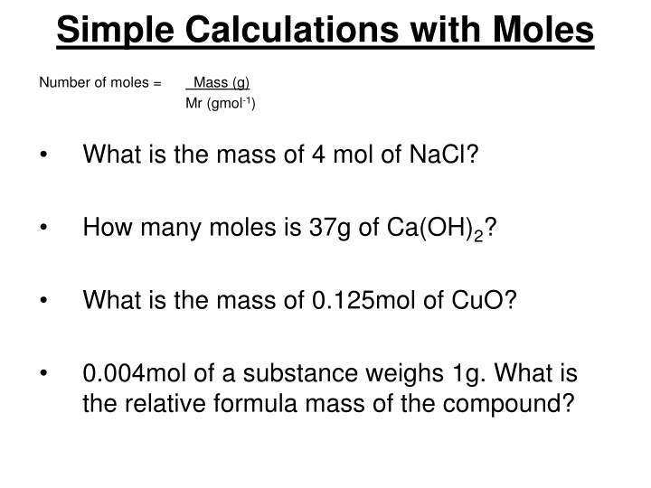 Mole Calculations in Chemistry