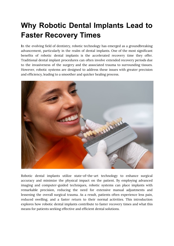 why robotic dental implants lead to faster n.w