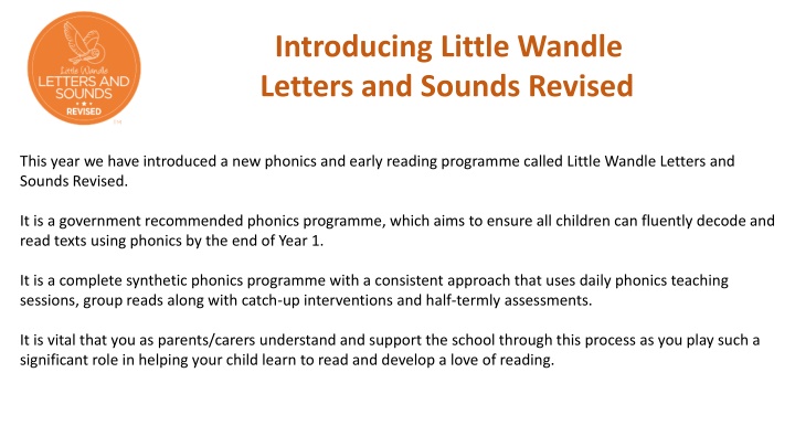 Overview of Little Wandle Letters and Sounds Programme