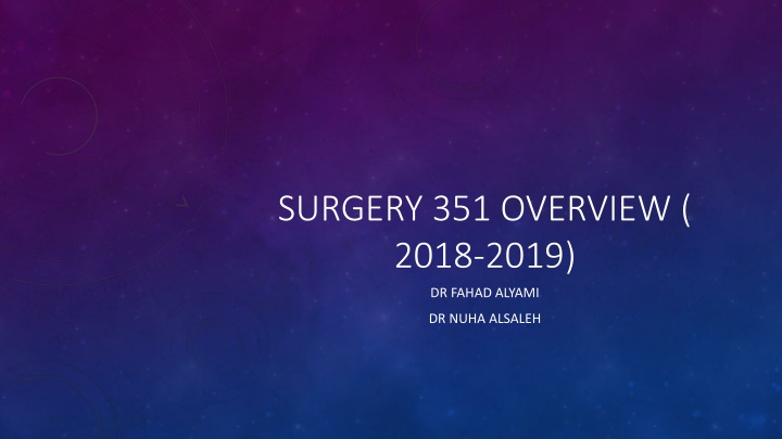 Surgery 351 Overview and Assessment Details for Academic Year 2018-2019