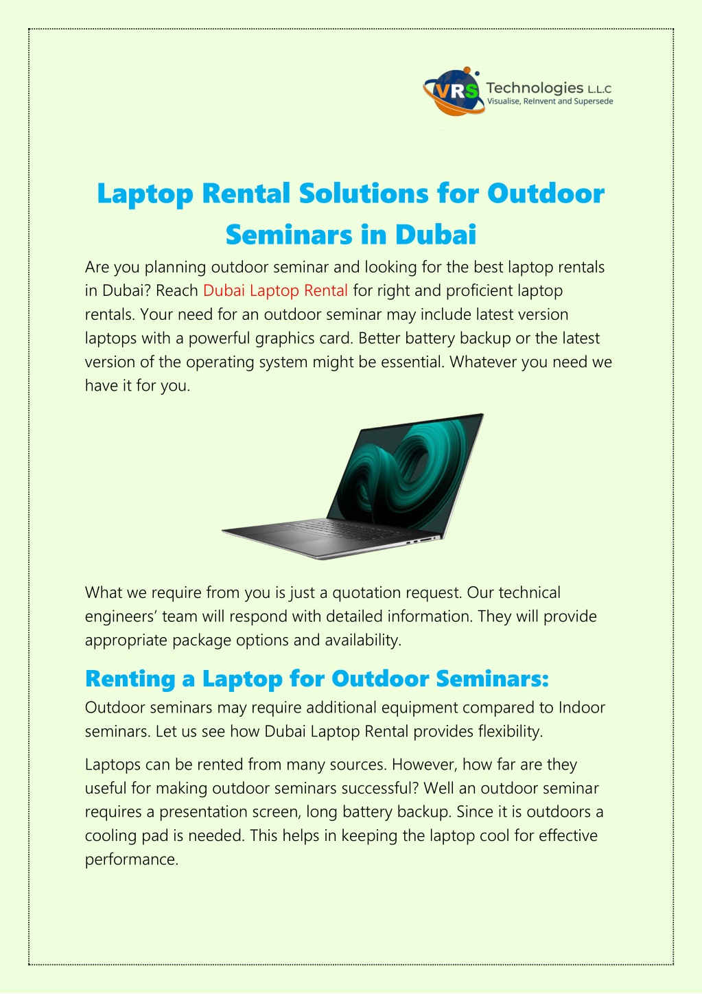 laptop rental solutions for outdoor seminars l.w