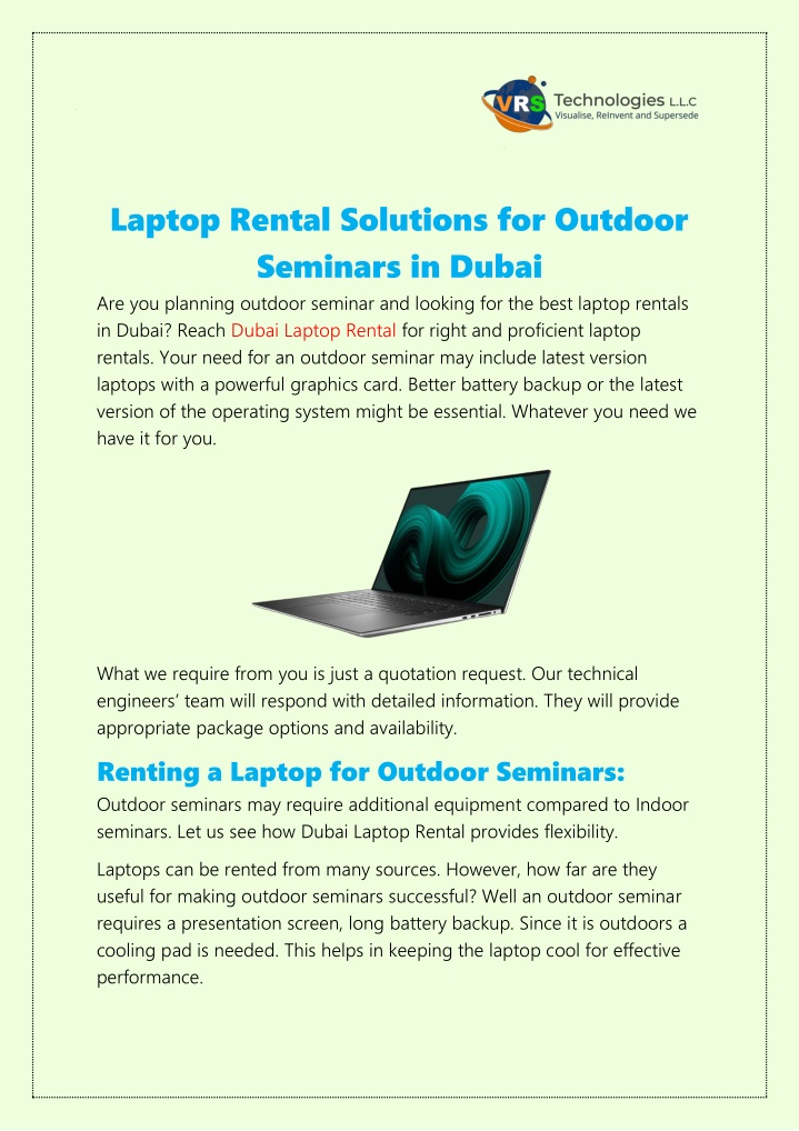 laptop rental solutions for outdoor seminars n.w