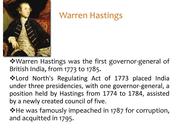 Warren Hastings: First Governor-General of British India