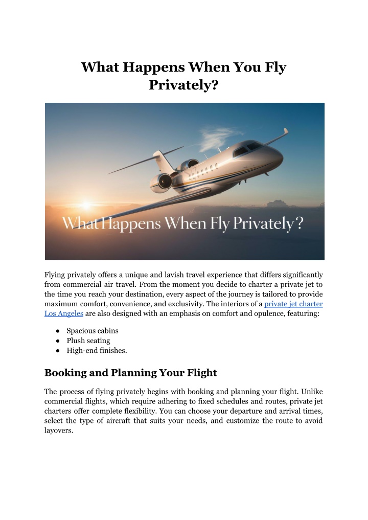 what happens when you fly privately n.w