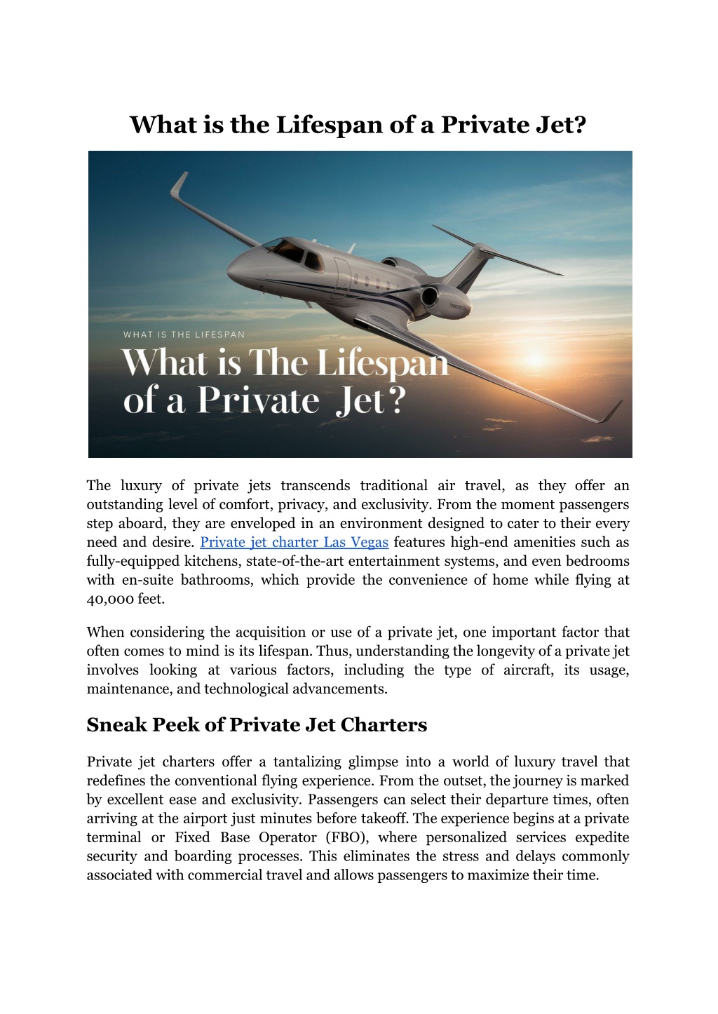 what is the lifespan of a private jet l.w