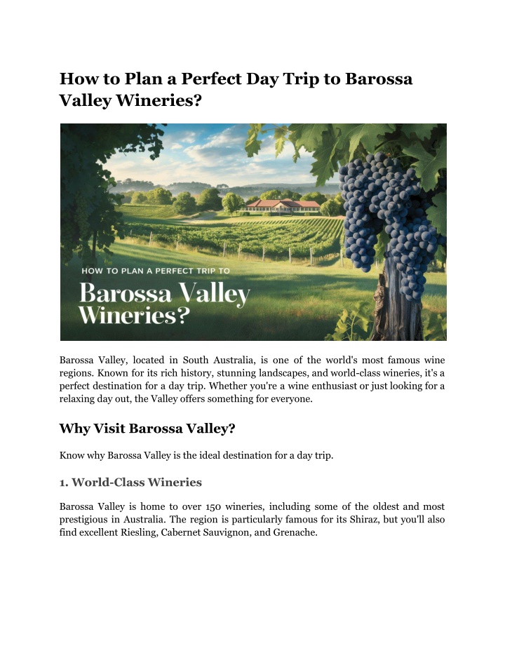 how to plan a perfect day trip to barossa valley n.w