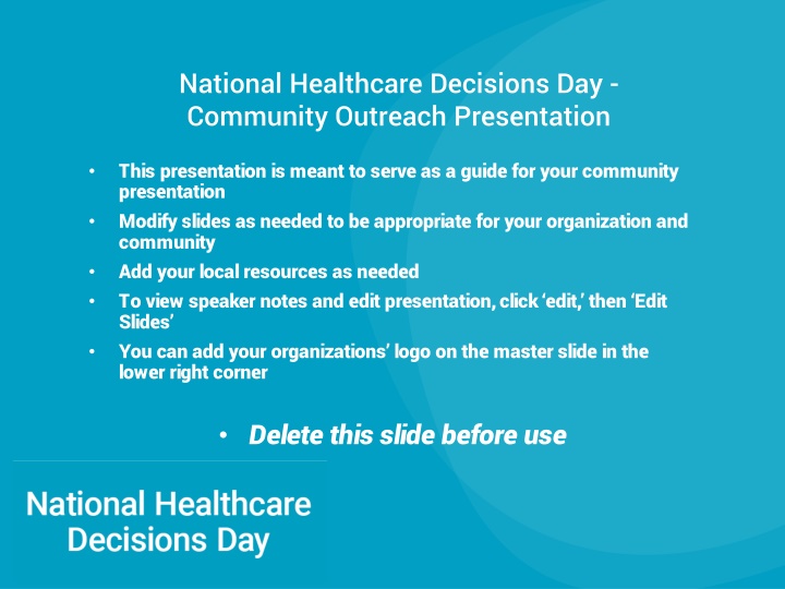 National Healthcare Decisions Day Community Outreach Presentation