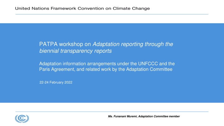 Workshop on Adaptation Reporting under the UNFCCC and Paris Agreement