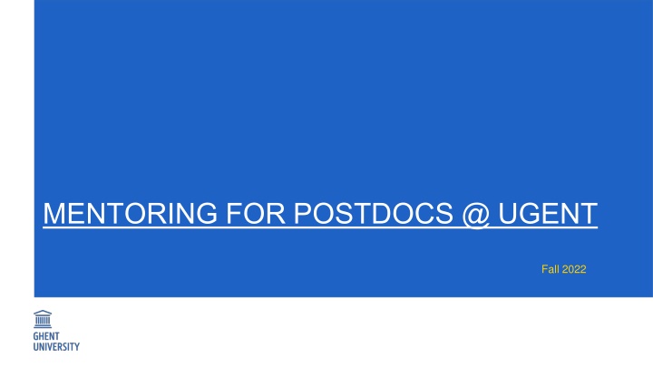 Postdoc Mentoring Program at Ghent University: Fall 2022