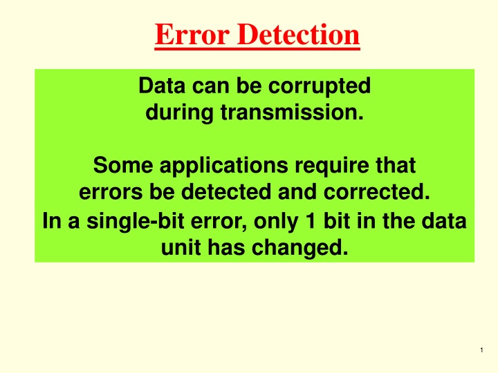 Error Detection and Checksum Methods