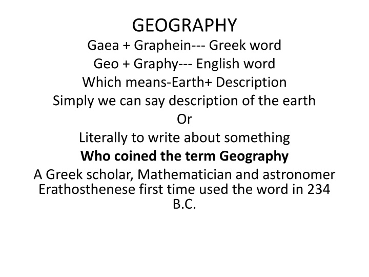 Geography: Earth's Description and Study