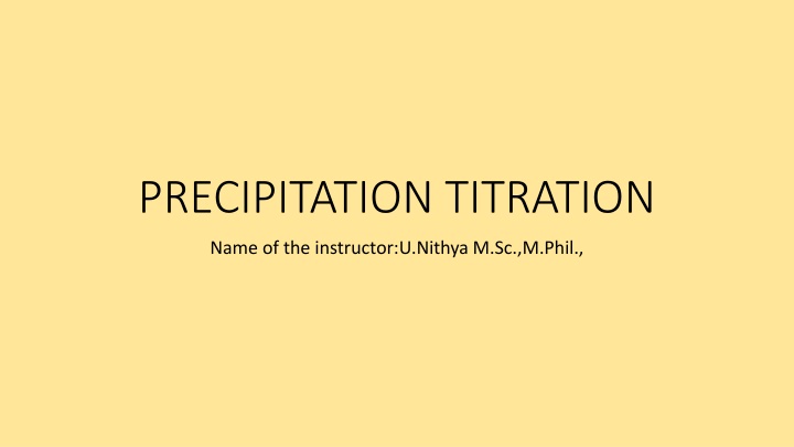 Precipitation Titration in Analytical Chemistry