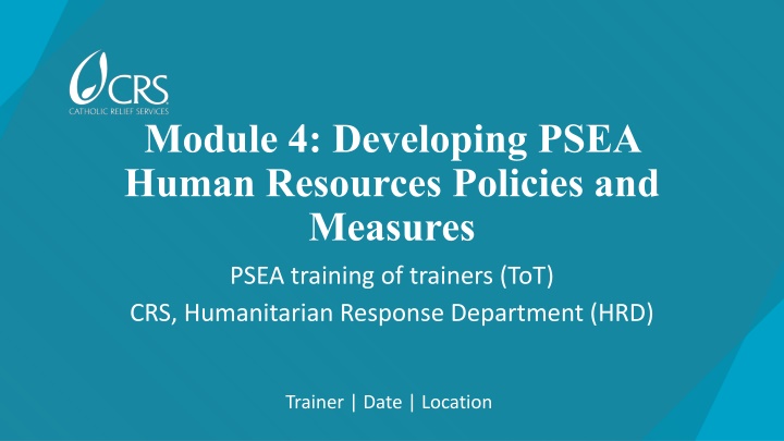 Enhancing Human Resources for Preventing Sexual Exploitation and Abuse in Humanitarian Responses